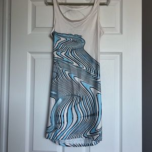 White and blue t-shirt mini dress
